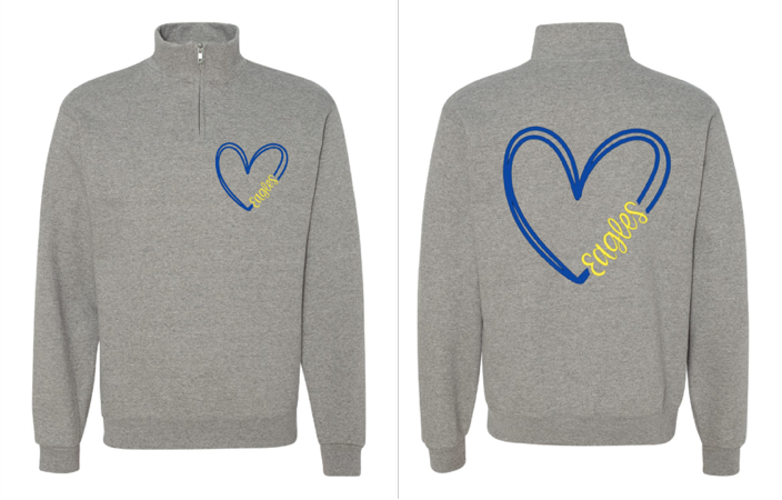 Eagles Heart 1/4 Zip GREY